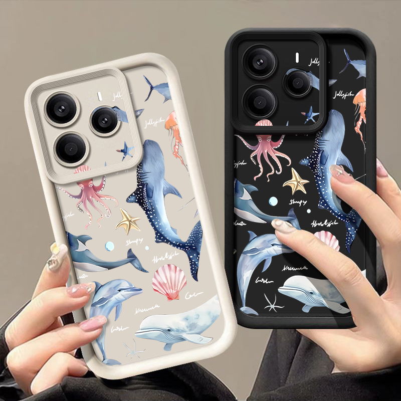 Xiaomi Redmi Note 14 - 귀여운 돌고래 무늬 소프트 케이스 샤오미