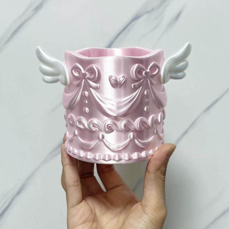 1개 실크 질감 소녀용 고급 화장품 정리함 버킷 천사  - Case With Pencil Holder 리뷰 및 가격
